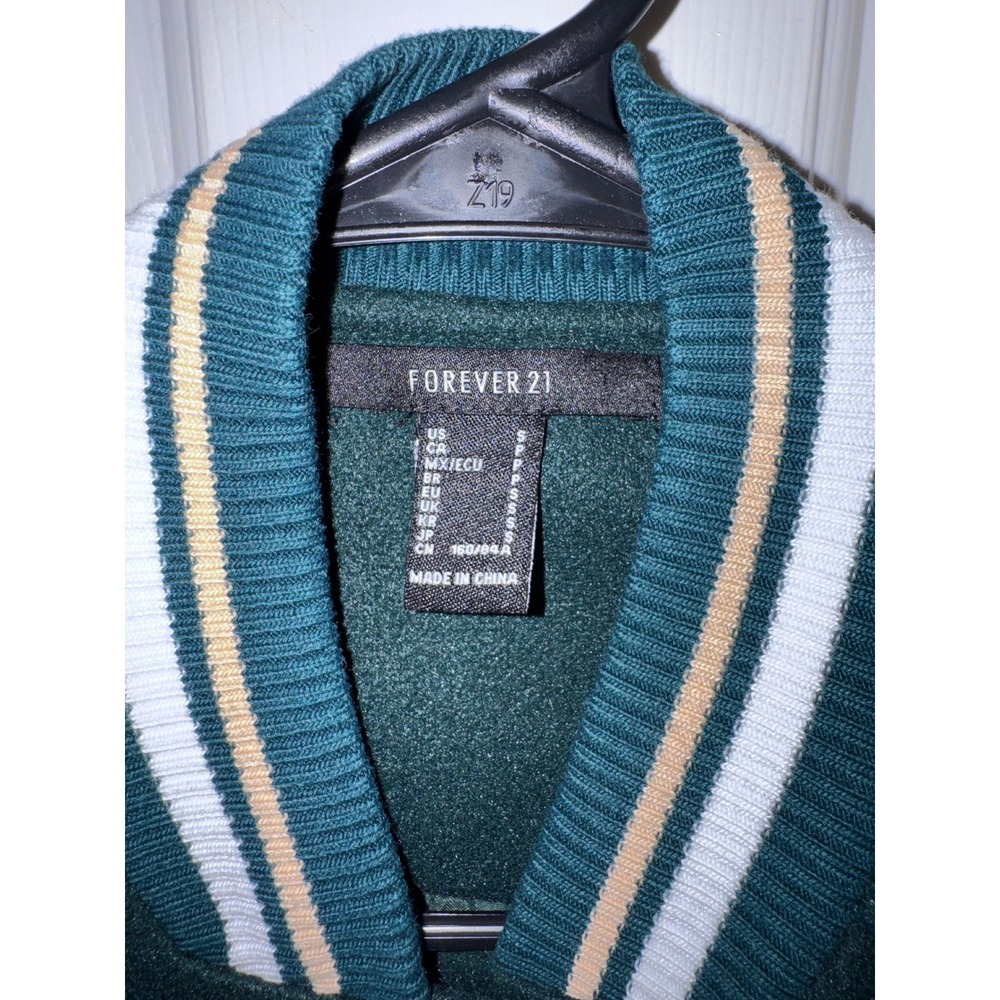 Forever 21 Mens Varsity Jacket Green Tan LA West Coast Football Small - Picture 4 of 10
